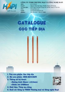 Catalogue: Cọc tiếp địa thép mạ đồng D16, dài 2.4m ( Việt nam)