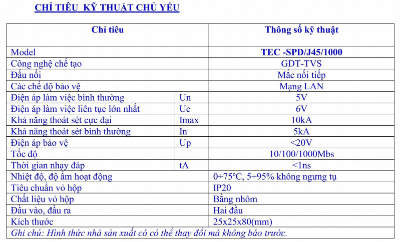 Thiết bị chống sét đường mạng Lan TEC-SPD/J45/1000 2 tec spd j45 1000tkst
