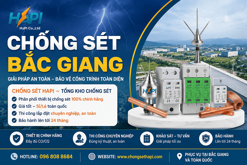 Chống Sét Bắc Giang – Giải Pháp An Toàn, Thi Công Chuyên Nghiệp Cùng Chống Sét HAPI